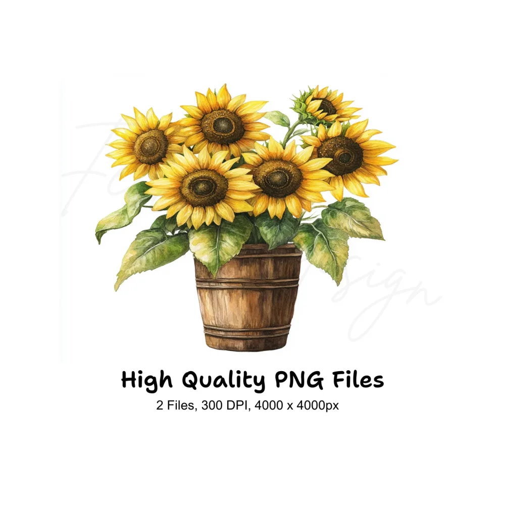 Rustic Sunflower Arrangements Clipart Bundle