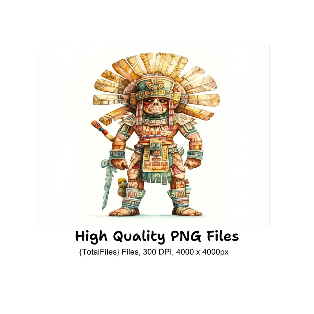 Ancient Aztec Warrior Clipart Bundle