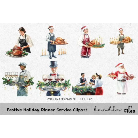 Thanksgiving Turkey Dinner Clipart Bundle