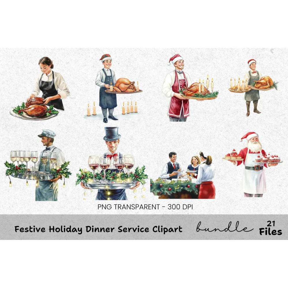 Thanksgiving Turkey Dinner Clipart Bundle