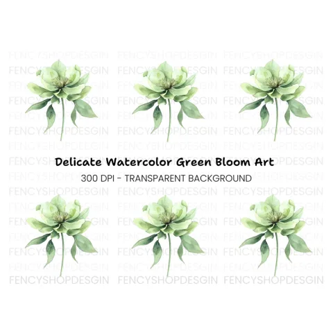 Elegant Green Hellebore Flower Clipart Bundle