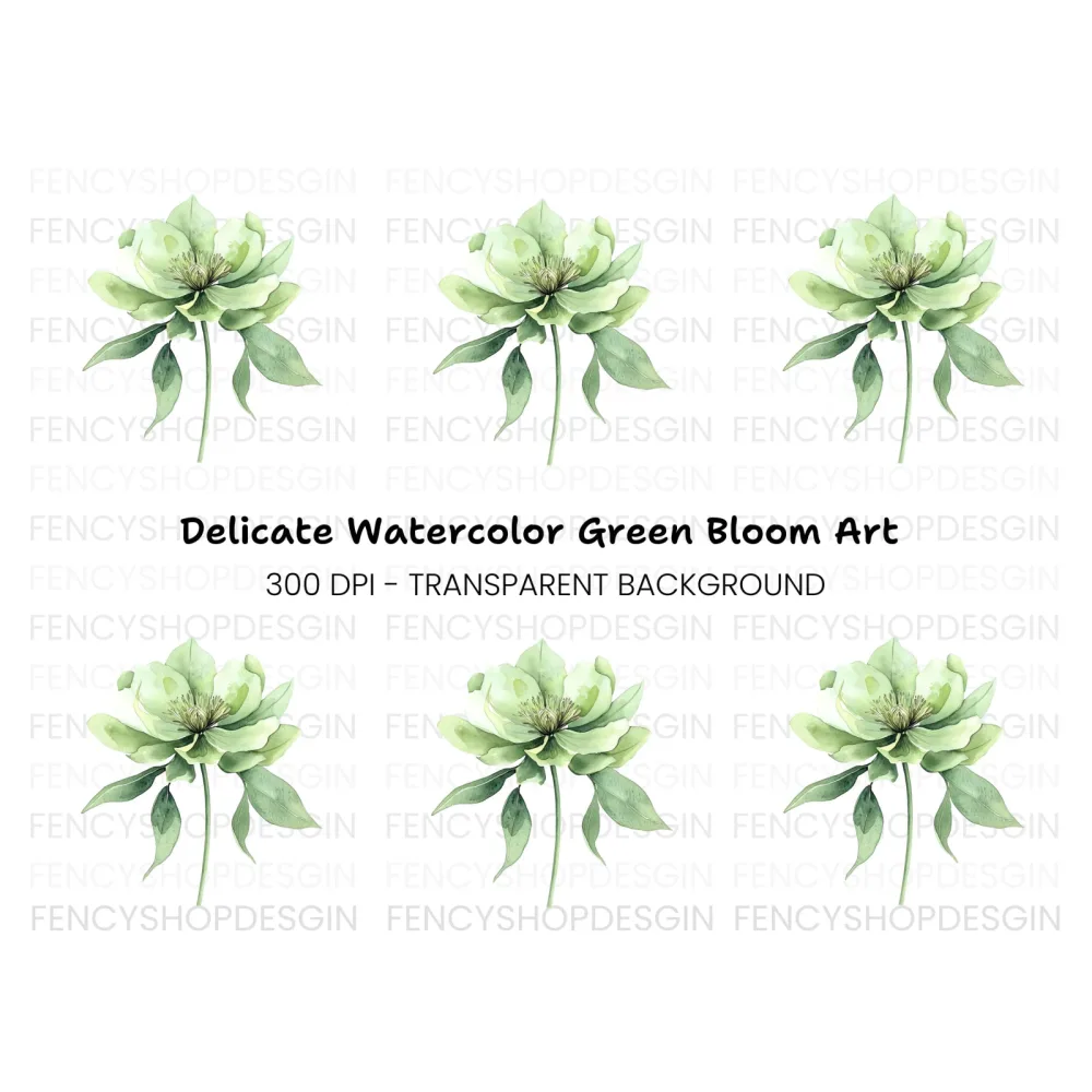 Elegant Green Hellebore Flower Clipart Bundle