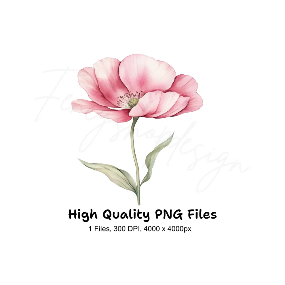 Pink Flower Clipart Bundle