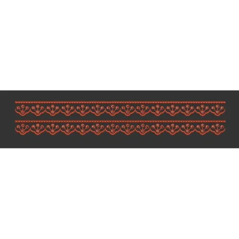 Scallop Floral Lace Border Red Embroidery Design