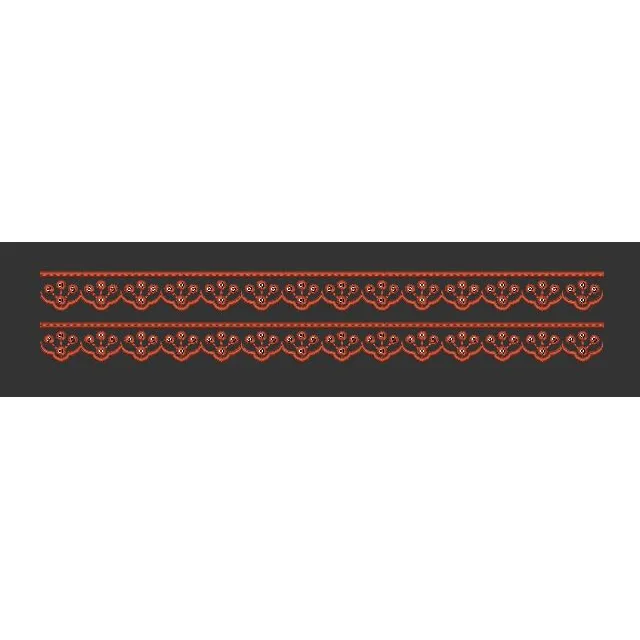 Scallop Floral Lace Border Red Embroidery Design