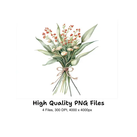 Rustic Floral Bouquet Clipart Bundle