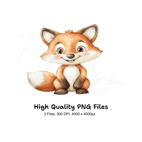 Cute Baby Fox Clipart Bundle