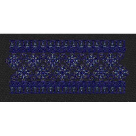 Black Royal Blue Pinwheel Floral Border in Black & Cobalt Blue Embroidery Design
