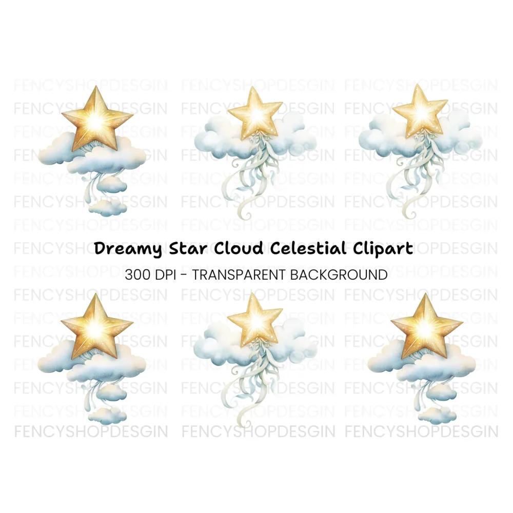 Dreamy Star and Cloud Clipart Bundle