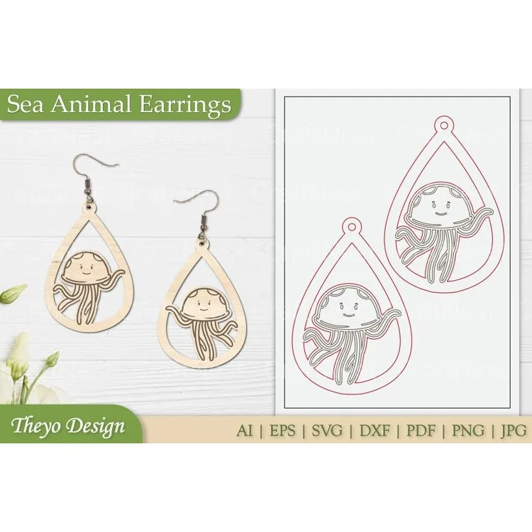 Sea Animal Earrings SVG Bundle