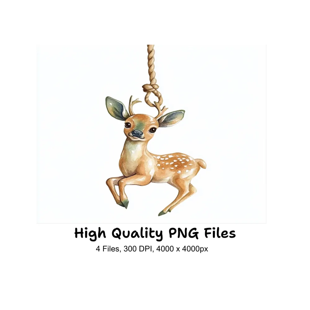 Cute Fawn Christmas Ornaments Clipart Bundle