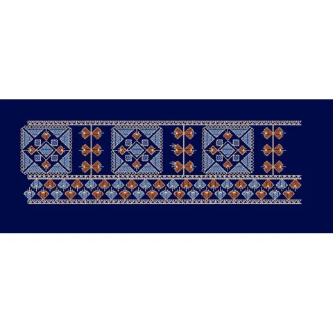 Symmetrical Geometric Square and Petal Border Embroidery Design