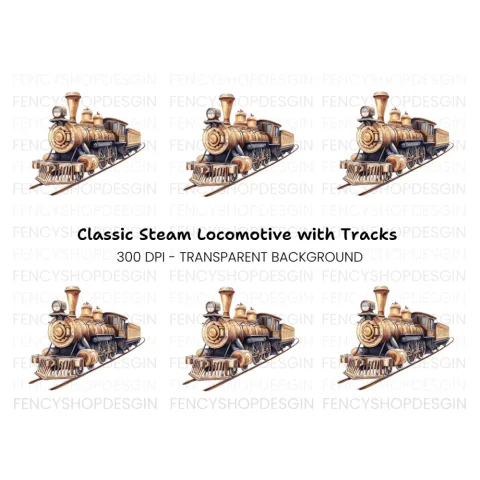 Vintage Steam Train Clipart Bundle