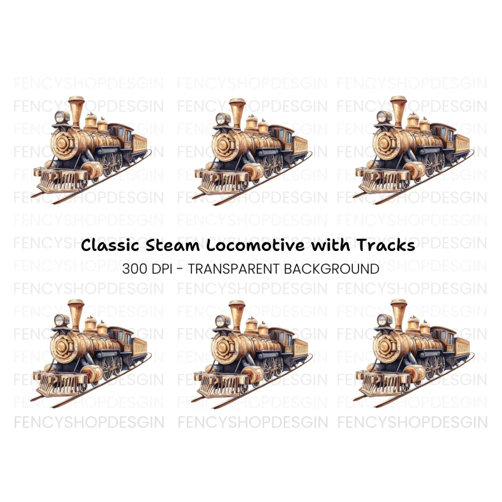 Vintage Steam Train Clipart Bundle