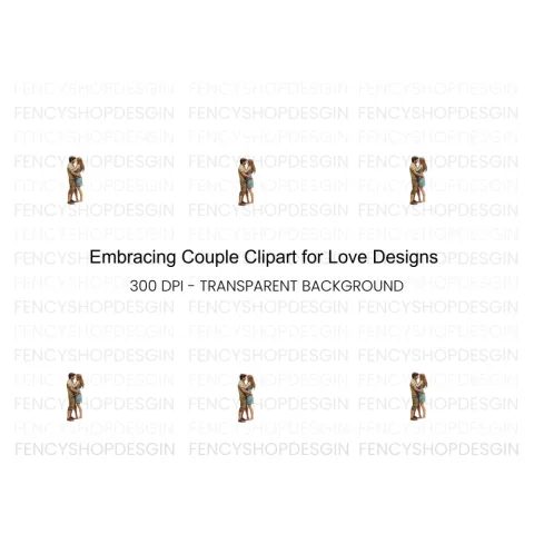 Sweet Couple Embracing Clipart Bundle