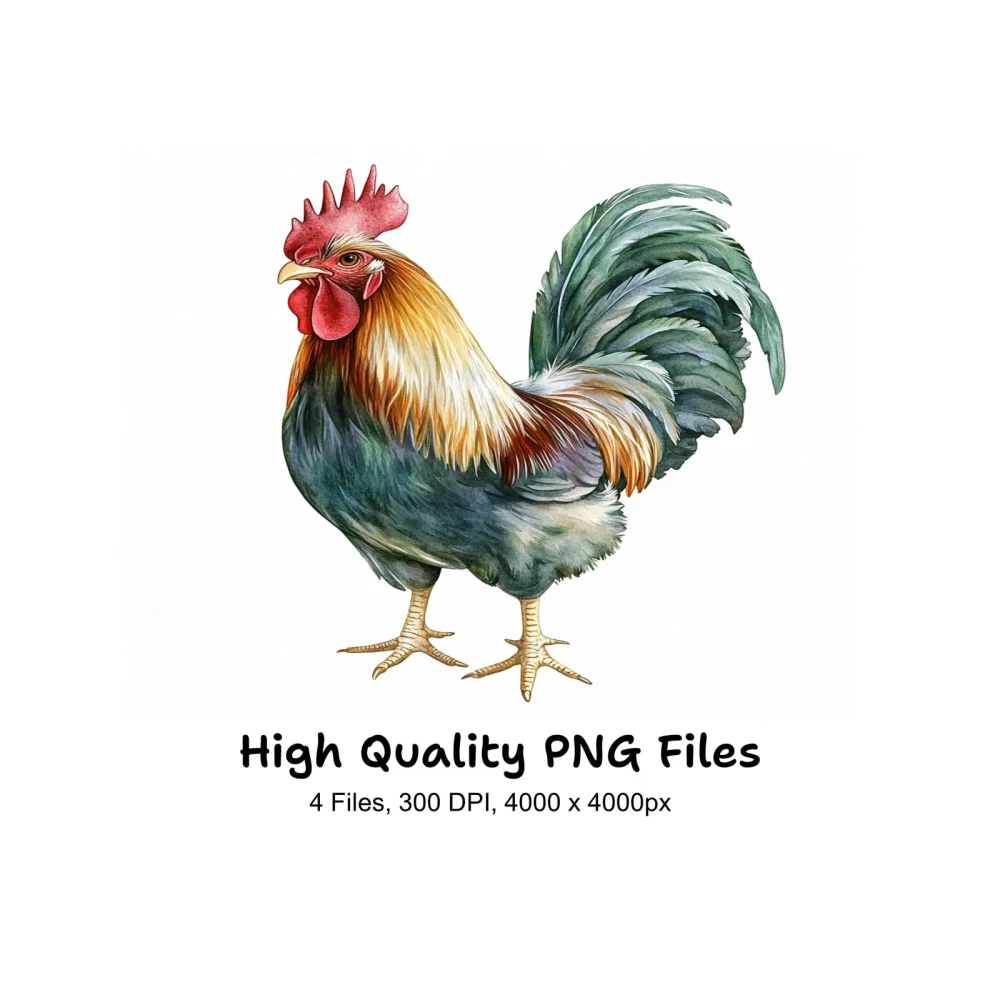 Vibrant Rooster Illustrations Clipart Bundle