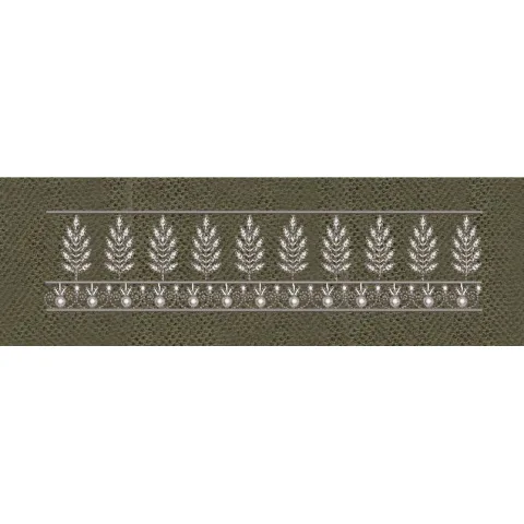 Floral Border White & Tan Embroidery Design