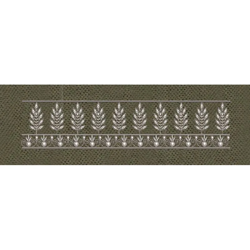 Floral Border White & Tan Embroidery Design