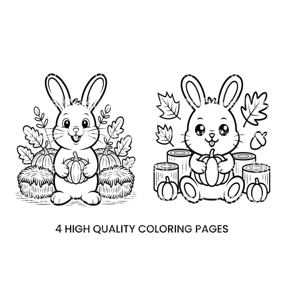Cute Autumn Bunny Coloring Books