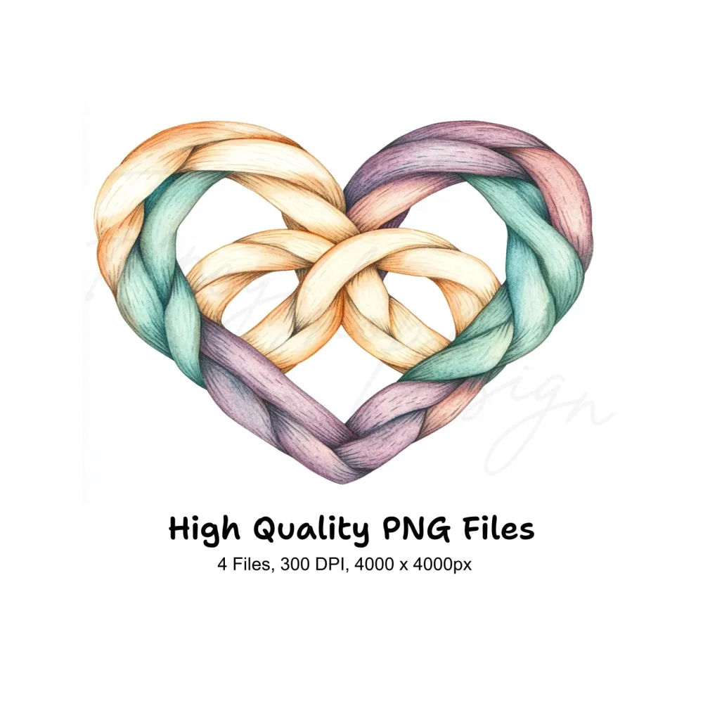Braided Heart Clipart Bundle