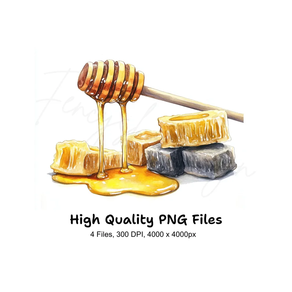 Honey Dipper Comb Clipart Bundle