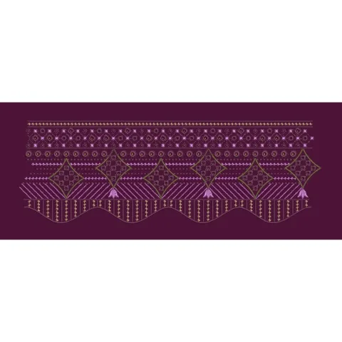 Royal Plum Diamond Lattice Border Embroidery Design