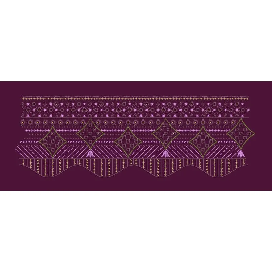 Royal Plum Diamond Lattice Border Embroidery Design