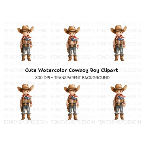 Cute Cowboy Kid Clipart Bundle