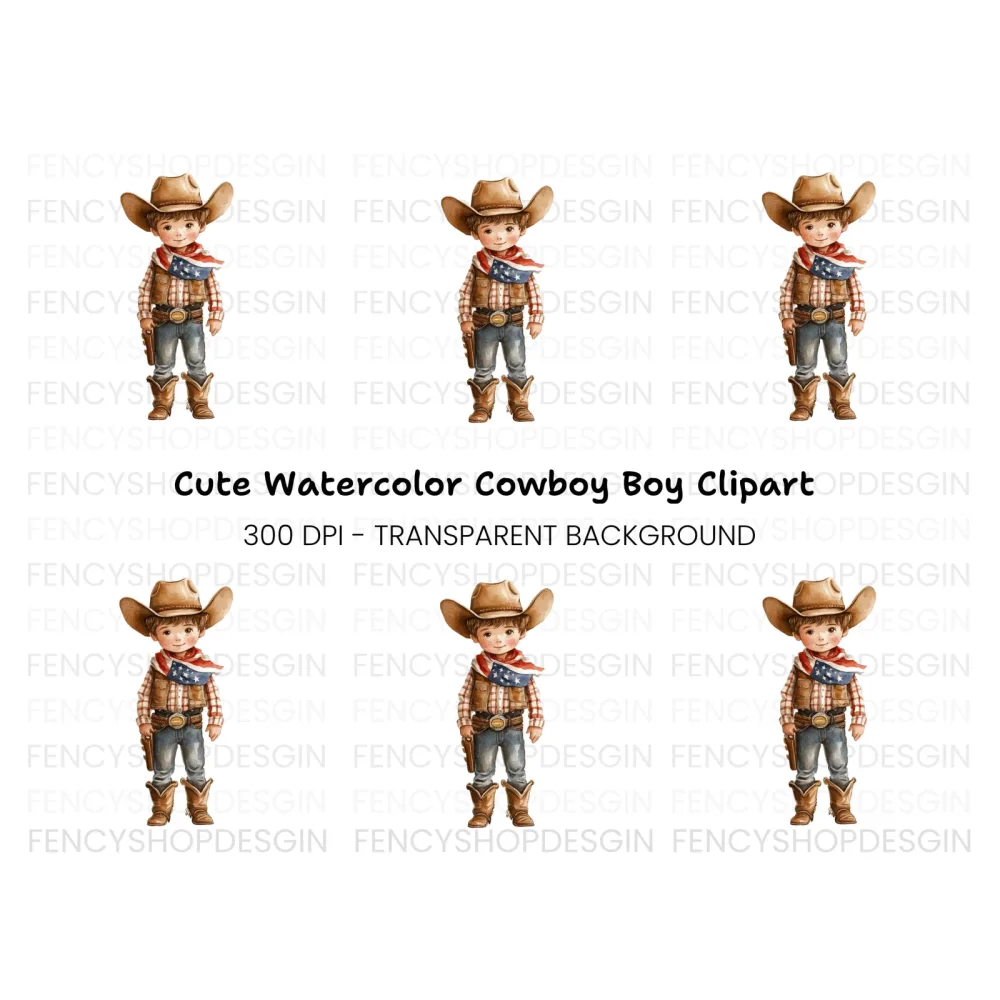 Cute Cowboy Kid Clipart Bundle