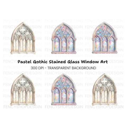 Elegant Gothic Arch Window Clipart Bundle