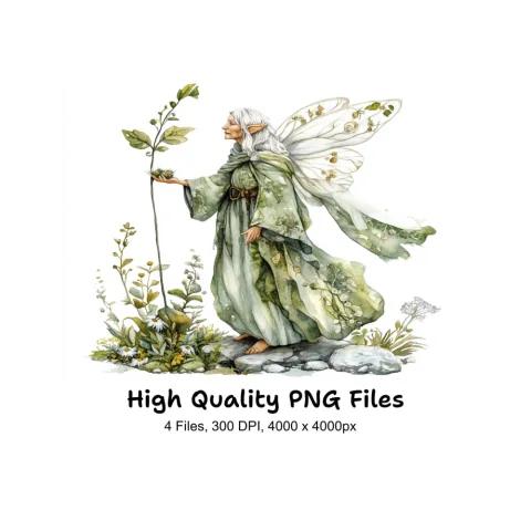 Fantasy Old Man Fairy Clipart Bundle