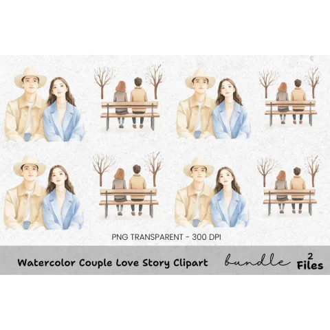 Couple Love Story Clipart Bundle