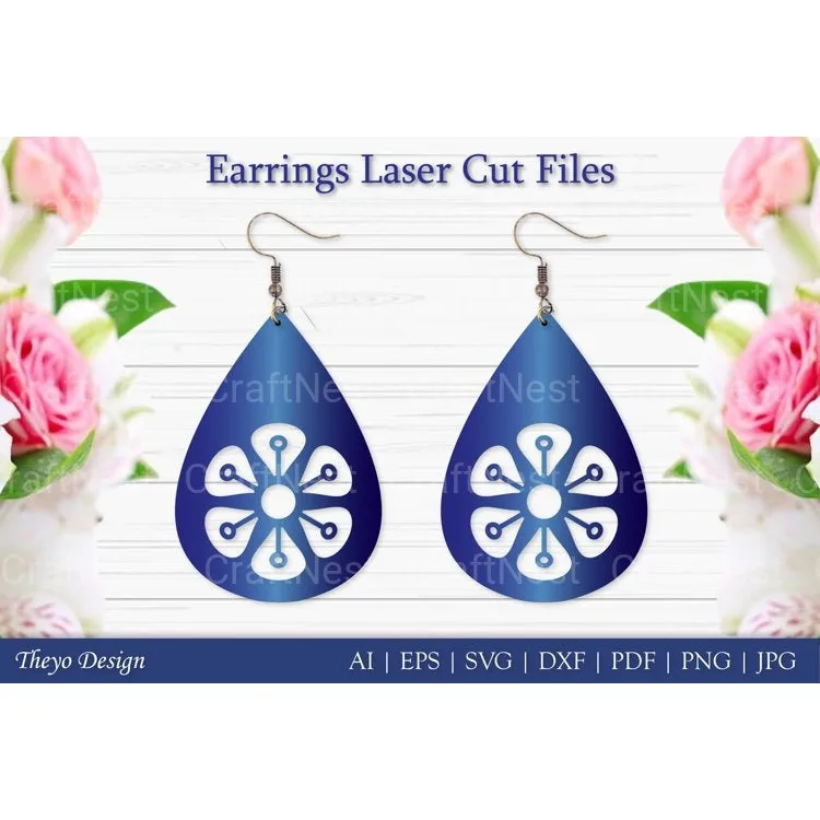 Laser Cut Flower Earrings SVG Bundle