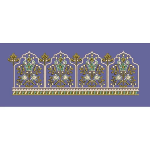 Mughal Arch Floral Border Embroidery Design