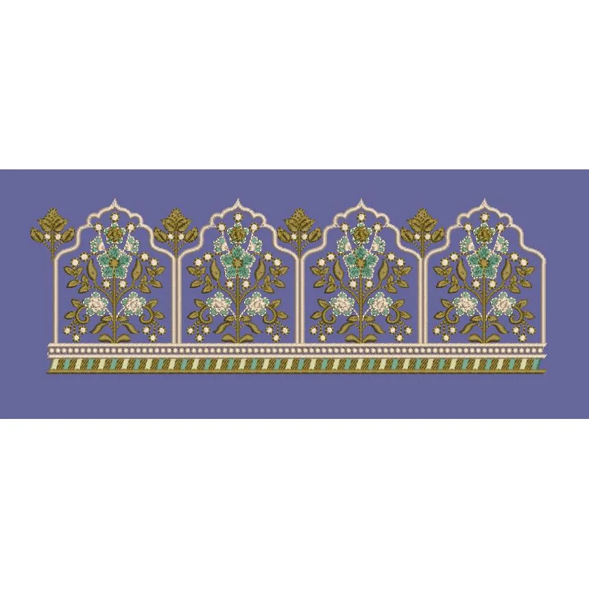 Mughal Arch Floral Border Embroidery Design