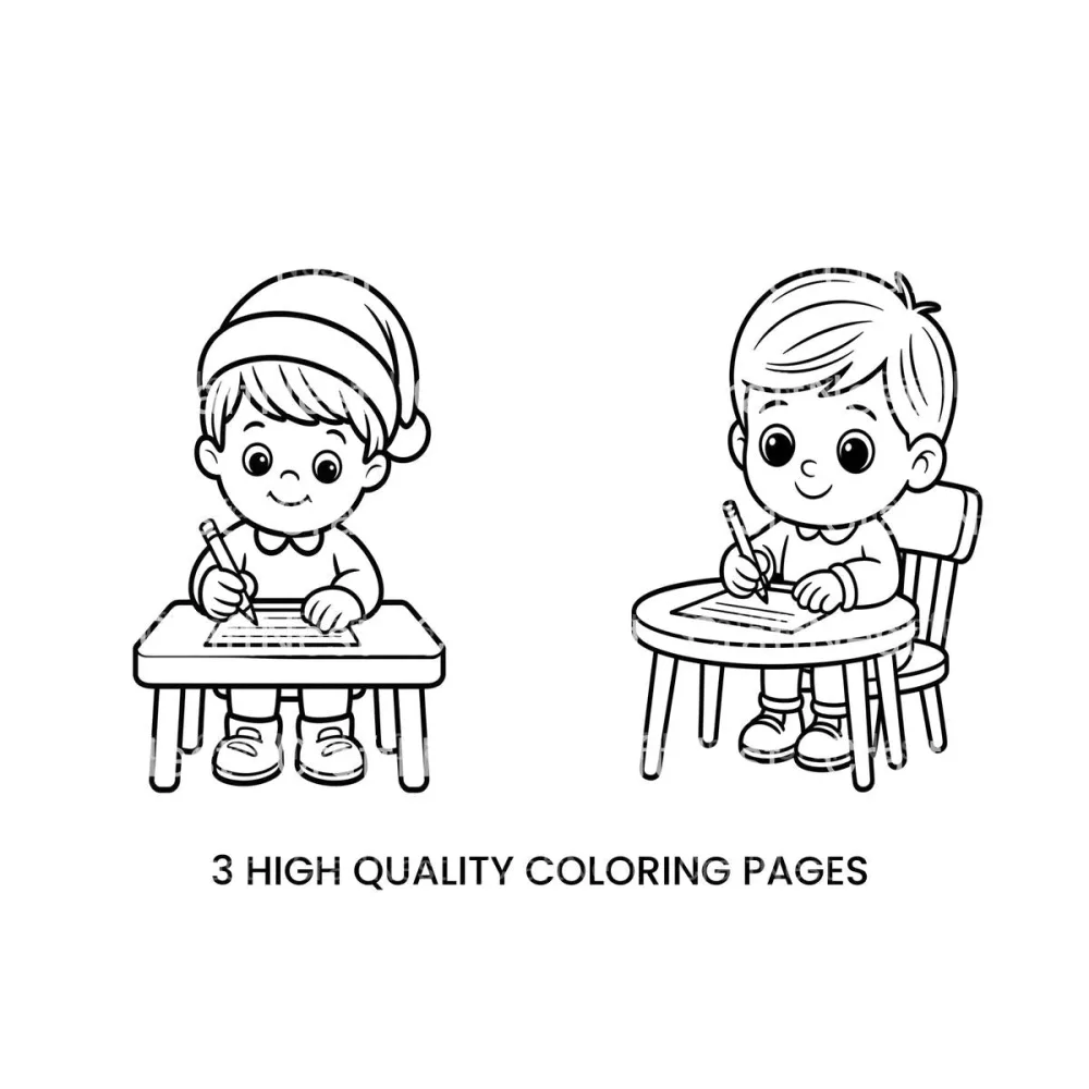 Boy Writing Christmas Letter Coloring Books