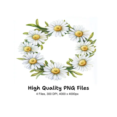 Daisy Wreath Clipart Bundle