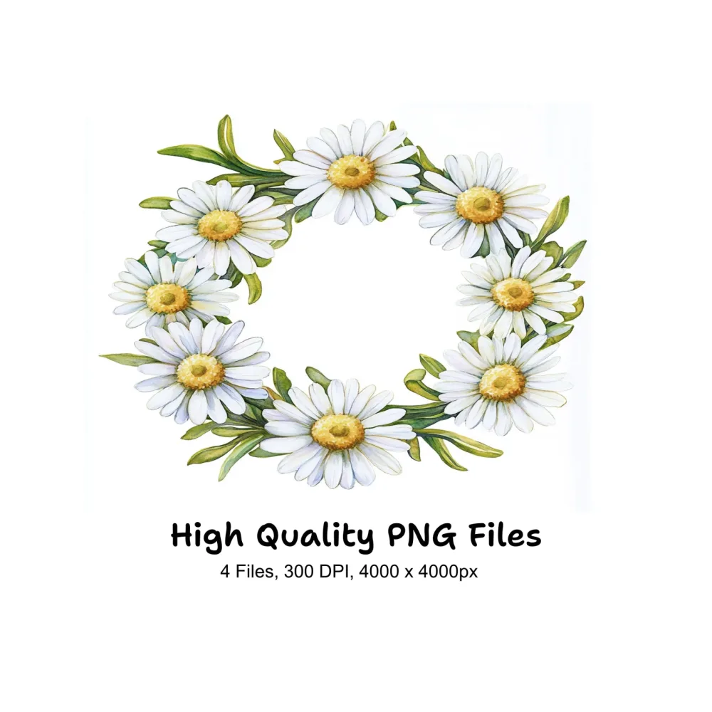 Daisy Wreath Clipart Bundle