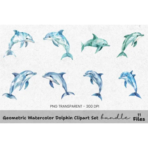 Geometric Dolphin Clipart Bundle