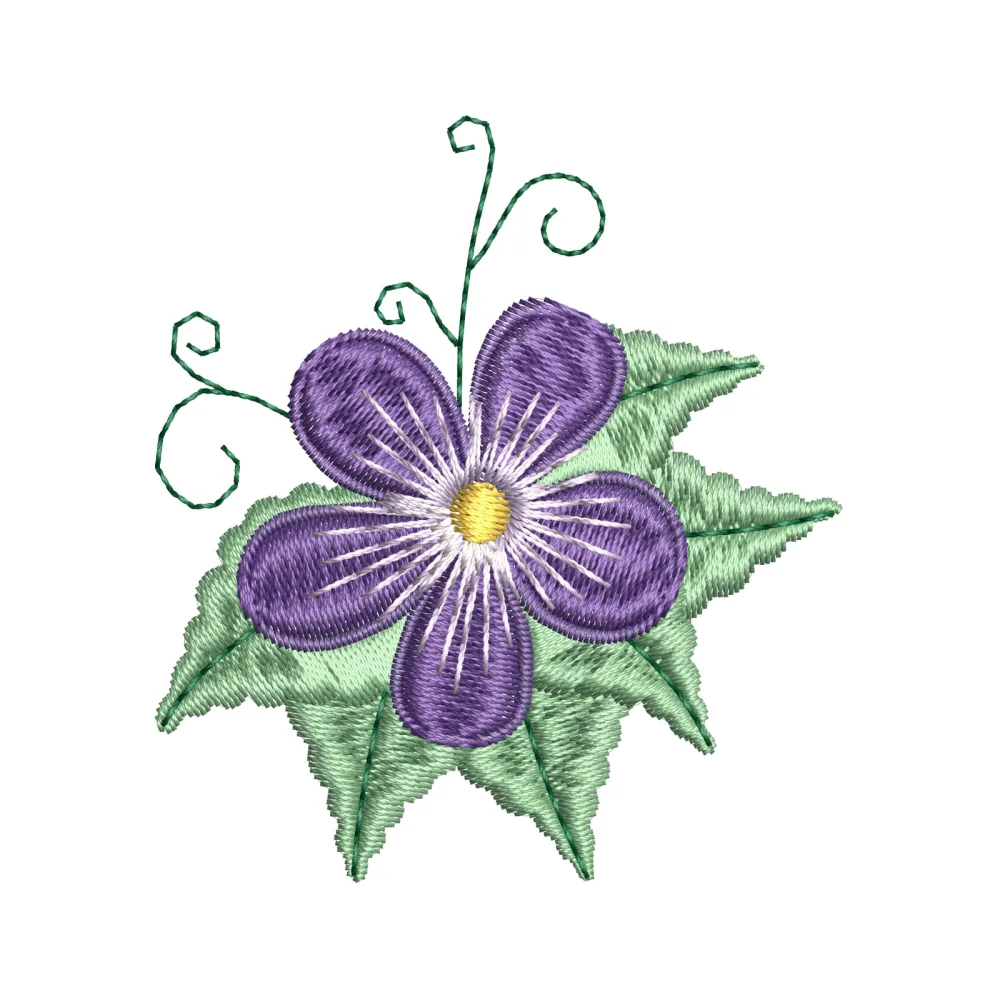 Blue Flower Embroidery Design