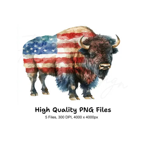 American Bison Flag Clipart Bundle