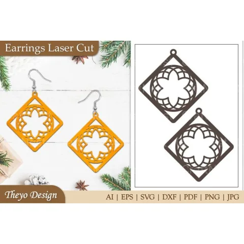 Lasercut Mandala Earrings SVG Bundle
