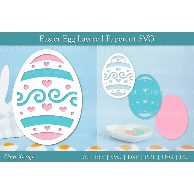 Easter Egg Layered Papercut SVG Bundle