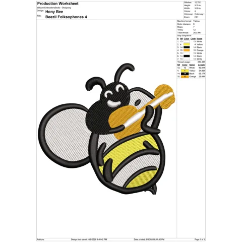 Honey Bee Embroidery Design