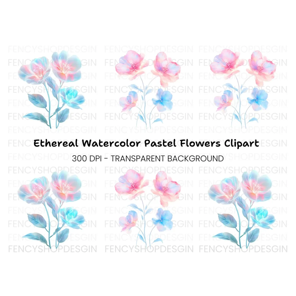 Ethereal Pastel Floral Clipart Bundle