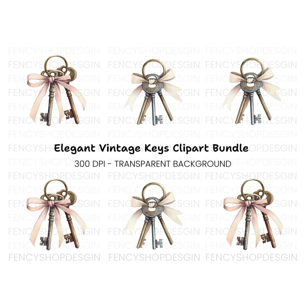 Charming Vintage Key Clipart Bundle