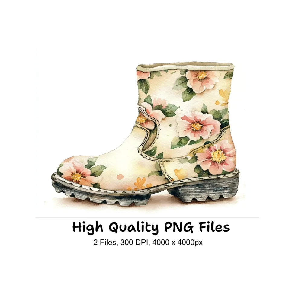 Floral Boots Clipart Bundle