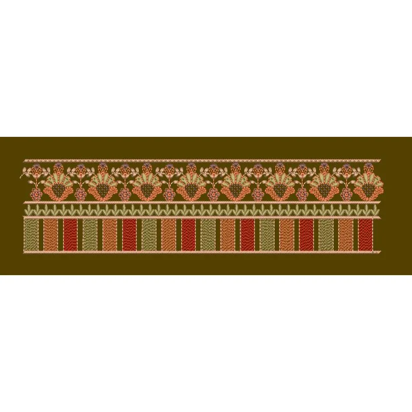 Floral Banded Geometric Border Embroidery Design