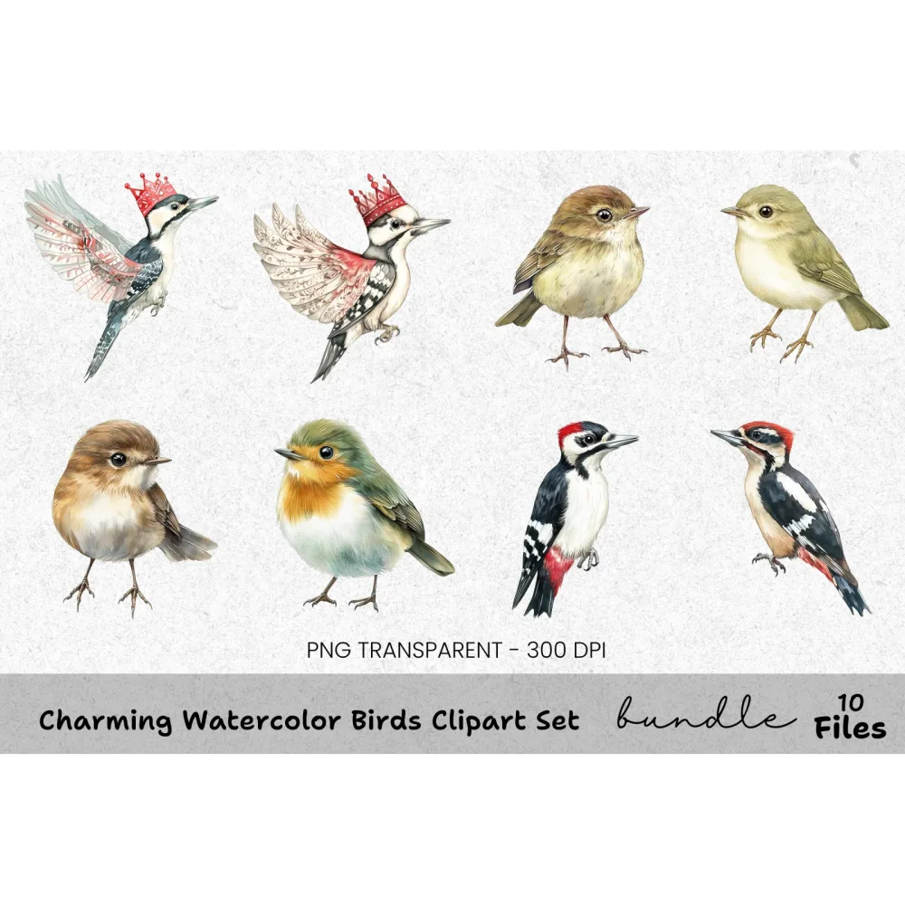 Charming Birds Clipart Bundle