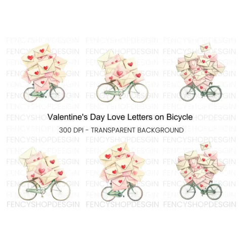 Love Letter Bicycle Clipart Bundle